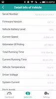Ninedroid app detail info screen listing serial number, firmware version and battery voltage